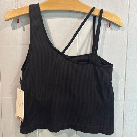 CALIA by Carrie Underwood Black One Shoulder Low Support Brami Ribbed Tank - Picture 3 of 9